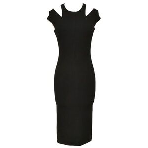 MICHAEL KORS Collection Dress Midi Black Bodycon Crew Neck Sleeveless Zipper S